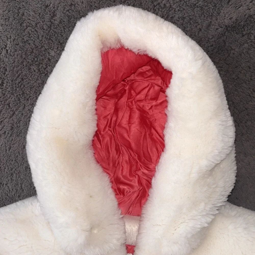 Baby Gap Faux Fur Coat Jacket‎ 18-24 Mos Ivory Lined Embroidered Winter Holiday